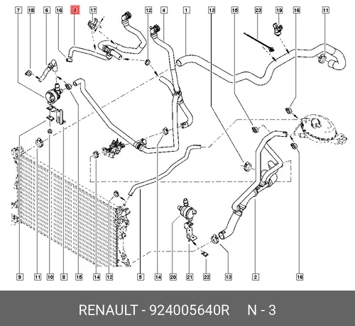 924005640R ПАТРУБОК РАДИАТОРА (РЕЗ) MASTER III RENAULT