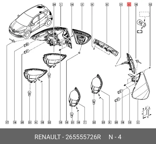 Катафот (световозвращатель) RENAULT 265555726R