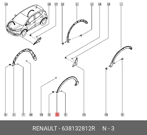 Подкрылок RENAULT 638132812R