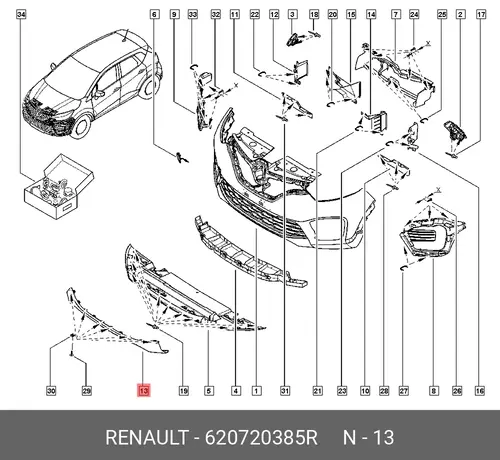 молдинг центр бампера пер!\ Renault 620720385R