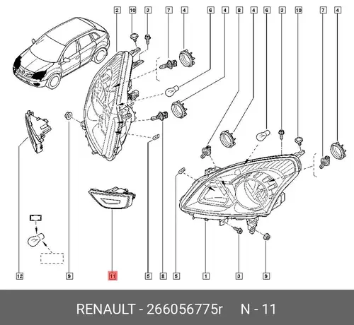 Фара противотуманная RENAULT 266056775R