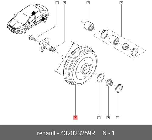 Тормозной барабан RENAULT 432023259R