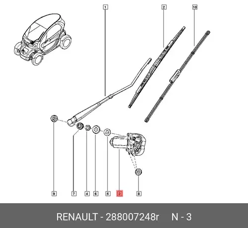 MECANISME ESSUIE PARE-BRISE 288007248R RENAULT
