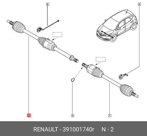 391001740R ПРИВОД ПРАВЫЙ В СБОРЕ (МЕТ) RENAULT