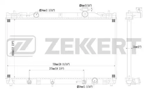 Радиатор системы охлаждения двигателя ZEKKERT MK-1164