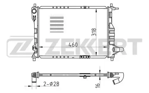 Радиатор системы охлаждения двигателя ZEKKERT MK-1007