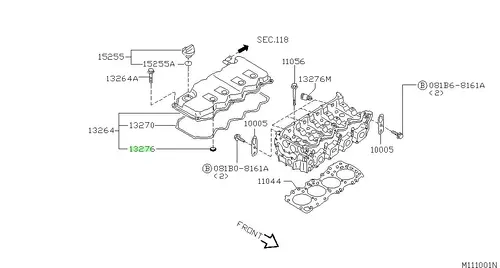 Кольцо уплотнительное автомобильное NISSAN 13276BN801