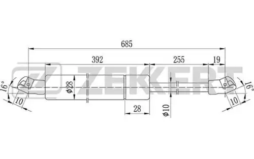 Амортизатор (упор) багажника ZEKKERT GF-1023
