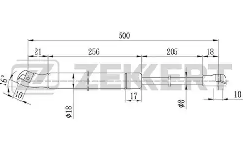 Амортизатор (упор) багажника ZEKKERT GF-1568
