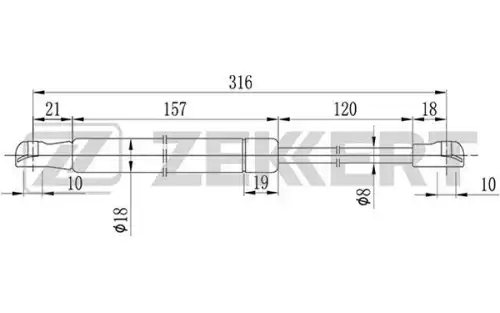 Амортизатор капота ZEKKERT GF-1571