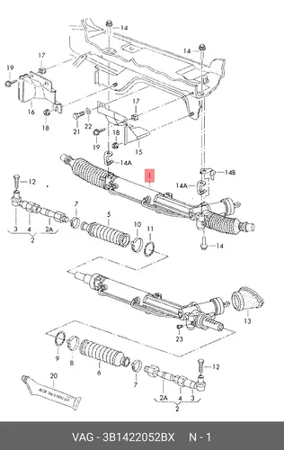 Рулевая рейка VAG 3B1422052BX