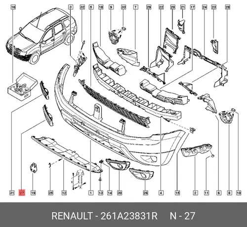 Решетка бампера RENAULT 261A23831R