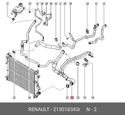  ПАТРУБОК РАДИАТОРА 215018343R RENAULT
