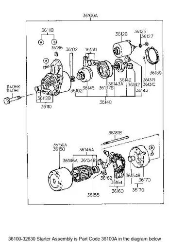 Стартер HYUNDAI / KIA 36100 32630