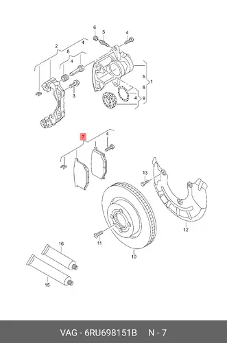 Тормозные колодки дисковые VAG 6RU698151B