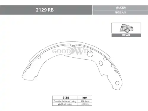 Тормозные колодки барабанные GOODWILL 2129 RB