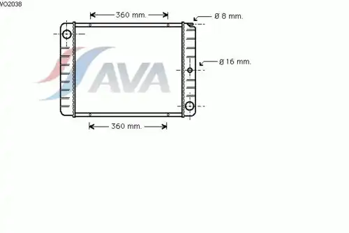 Радиатор системы охлаждения двигателя AVA VO2038