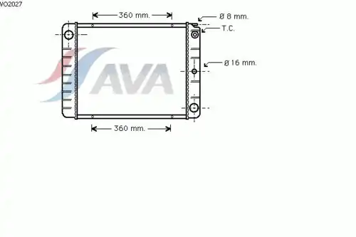 Радиатор системы охлаждения двигателя AVA VO2027
