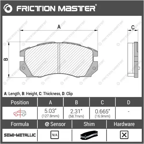 Тормозные колодки дисковые FRICTION MASTER MKD563