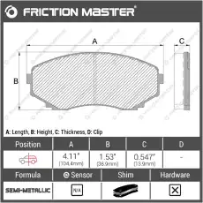 Тормозные колодки дисковые FRICTION MASTER MKD1036