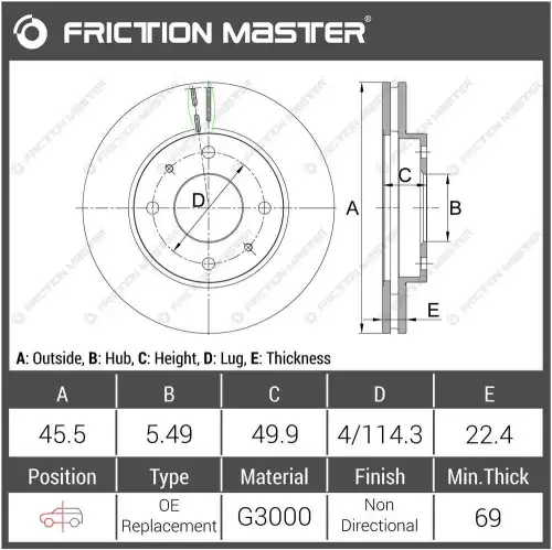 Тормозной диск FRICTION MASTER R0648