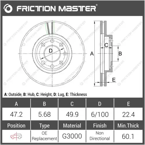 Тормозной диск FRICTION MASTER R0238