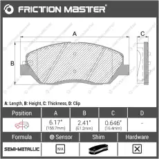 Тормозные колодки дисковые FRICTION MASTER MKD1202