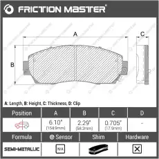 Тормозные колодки дисковые FRICTION MASTER MKD1089