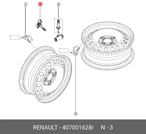 Датчик давления в шинах 407001628R RENAULT