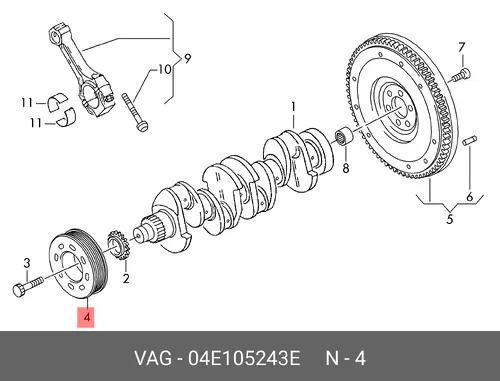 Шкив коленвала VAG 04E105243E