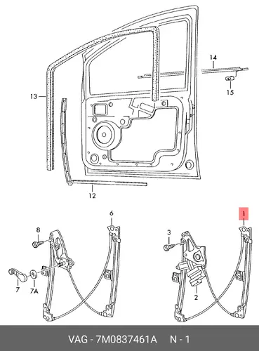 Стеклоподъемник  VAG 7M0837461A