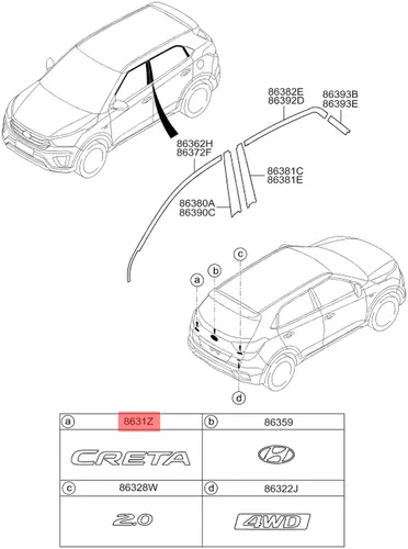 ЭМБЛЕМА 'CRETA' 86310A0000 MOBIS
