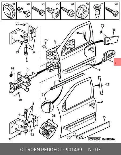 Панель обшивки двери Xsara ll 9014 39 PSA