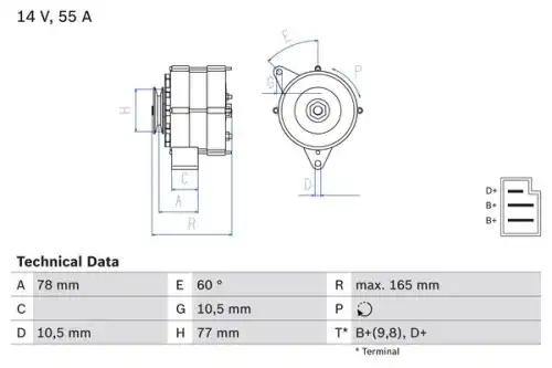 Генератор BOSCH 0 986 031 430