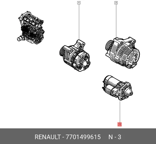 Стартер RENAULT 77 01 499 615