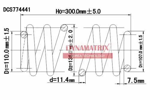 DCS774441 DYNAMATRIX-KOREA, ПРУЖИНА ПОДВЕСКИ КНР DYNAMAX