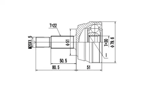 КОМПЛЕКТ ШРУСА DCV803007 DYNAMAX