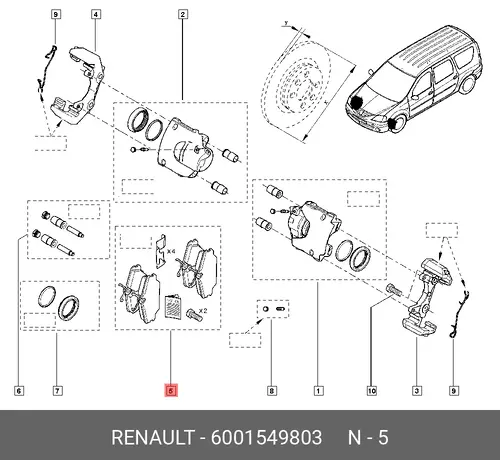 Тормозные колодки дисковые RENAULT 6001549803