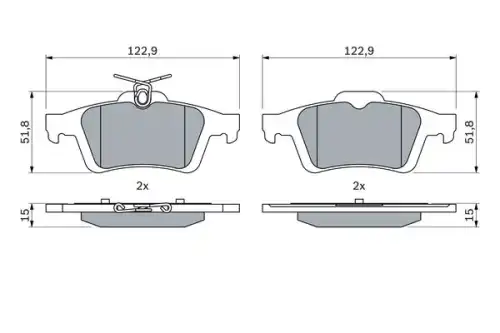 Тормозные колодки дисковые задняя ось BOSCH 0 986 494 127