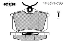 Тормозные колодки дисковые ICER 180697-703