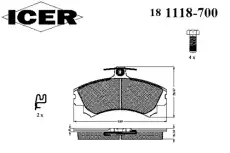 Тормозные колодки дисковые ICER 181118-700