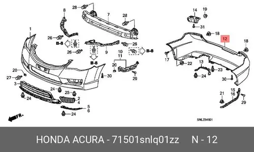 71501SNLQ01ZZ БАМПЕР HONDA