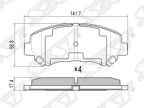 Тормозные колодки дисковые SAT ST-D1M60-JE00A