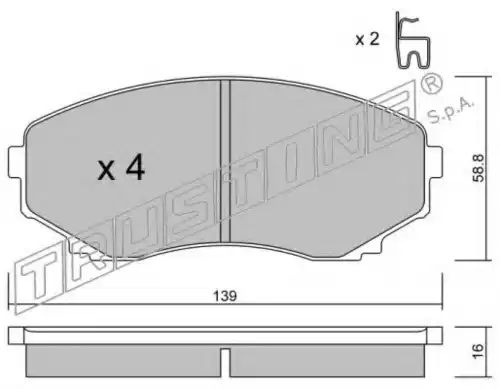 Тормозные колодки дисковые передняя ось TRUSTING 493.0