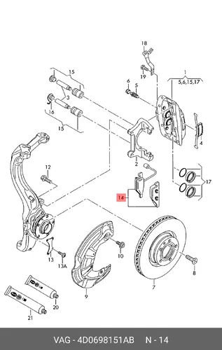 Тормозные колодки дисковые VAG 4D0698151AB