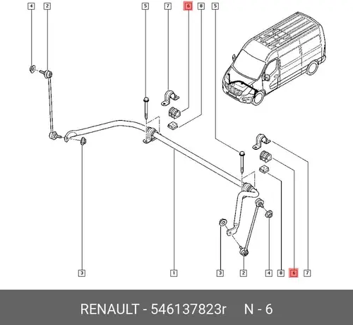 ВТУЛКА СТАБИЛИЗАТОРА (РЕЗ) 546137823R RENAULT