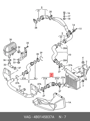 Turbo Charger Hose 4B0145837A VAG