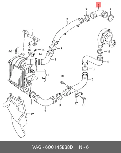 Charger Intake Hose! \VAG 6Q0145838D