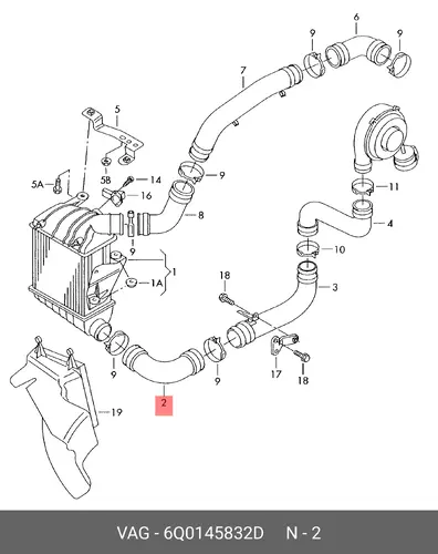 Charger Intake Hose! \VAG 6Q0145832D