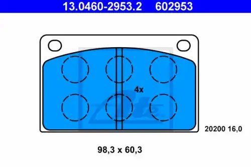 Тормозные колодки дисковые передняя ось ATE 13.0460-2953.2